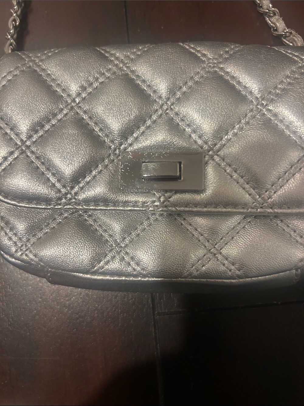Saks Fifth Avenue Quilted Metallic Crossbody Bag - Silver - Picture 2 of 5